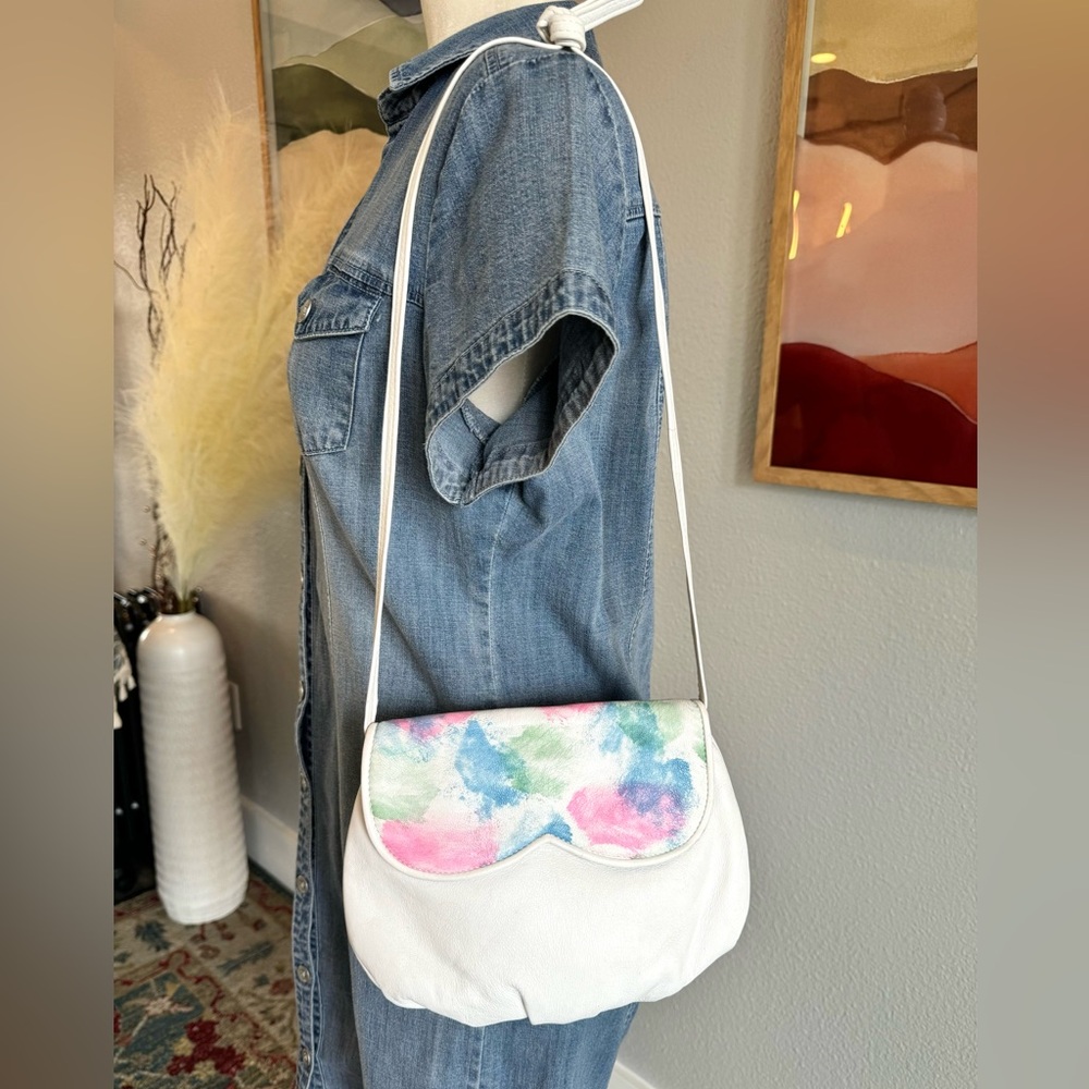 Vintage Neiman Marcus Leather Watercolor Poof Bag